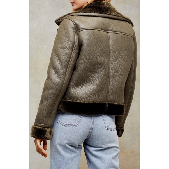 Faux leather cropped bomber jacket - Picture 7 of 8